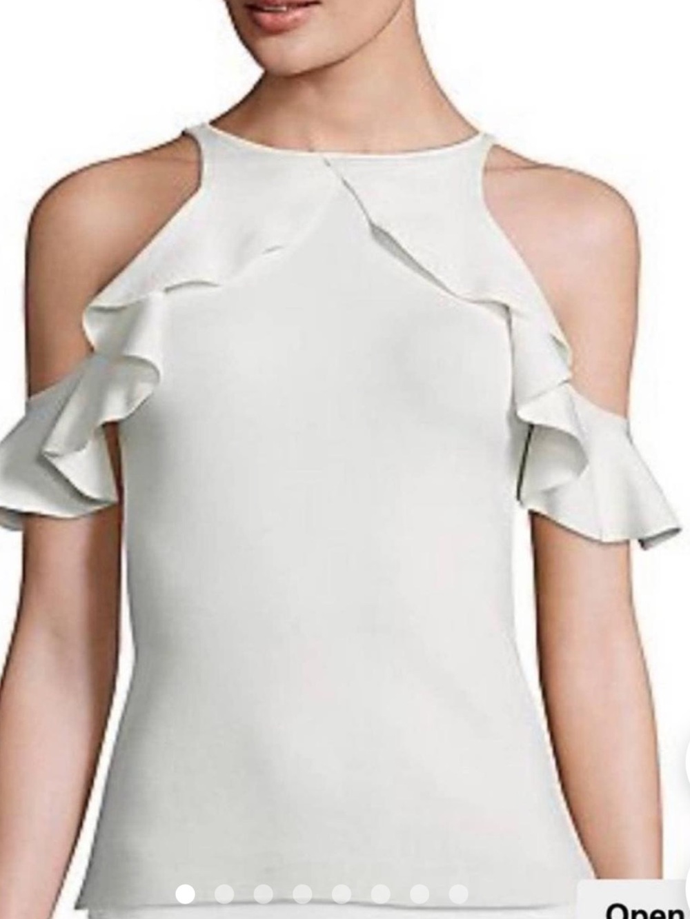Jonathon Simkhai White Cold-Shoulder Ruffle Shell Top